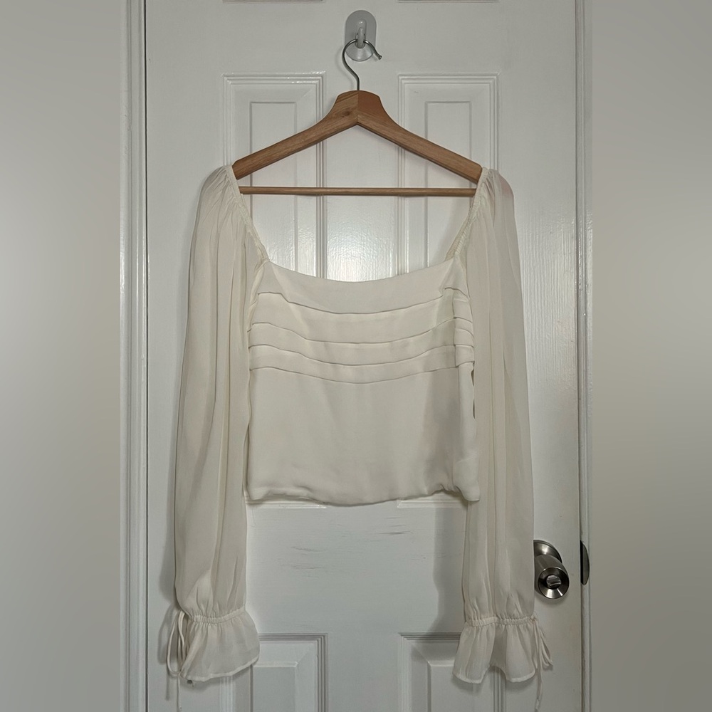Abercrombie & Fitch | White Ruffled Blouse With Pleats and a Ruched Back